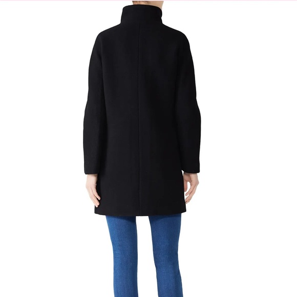 J. Crew Italian Stadium‎ Cloth Black Wool Cocoon Coat Size 4P Classic Fall - Picture 5 of 12